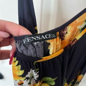 XL Navy & Yellow Floral Summer Tank with Adjustable Straps